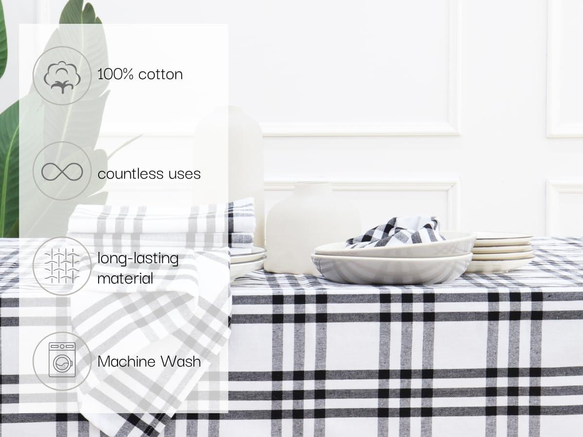 imagePurpleEssences Christmas Tartan Plaid Napkins 12 Pack 100 Cotton Cloth Napkins Scottish Tartan Xmas Holiday Winter Festive Celebration Soft Durable Washable 18x18 Inch GreenHomestead Plaid BlackWhite