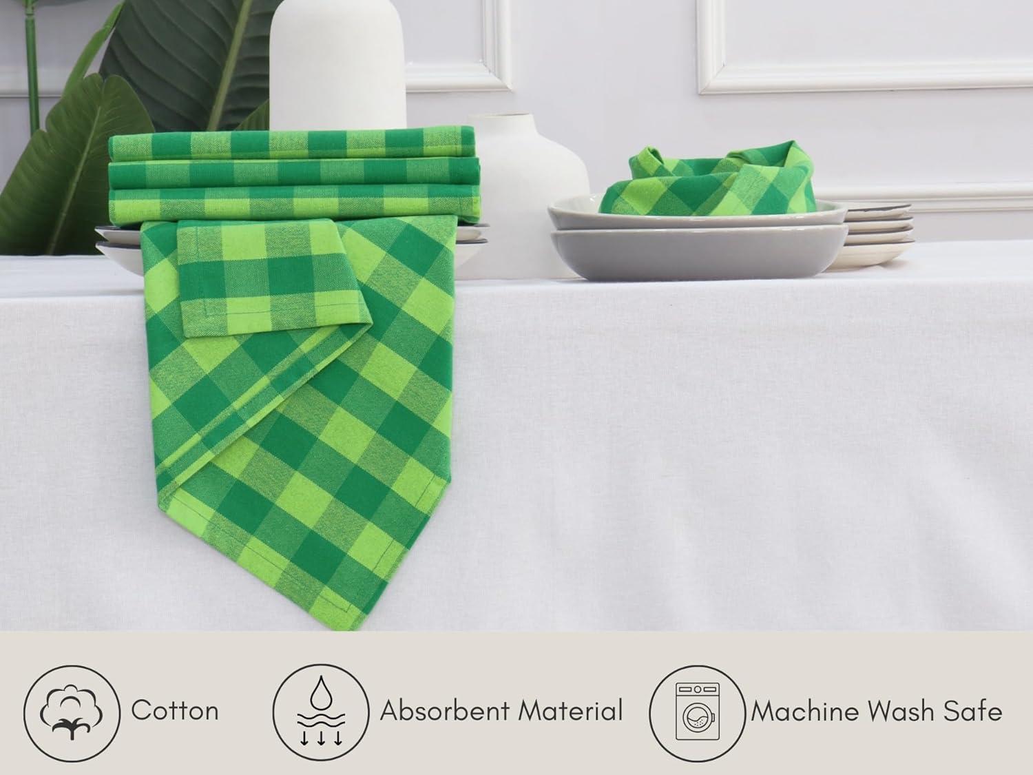 imagePurpleEssences Christmas Tartan Plaid Napkins 12 Pack 100 Cotton Cloth Napkins Scottish Tartan Xmas Holiday Winter Festive Celebration Soft Durable Washable 18x18 Inch GreenSt Patricks Green