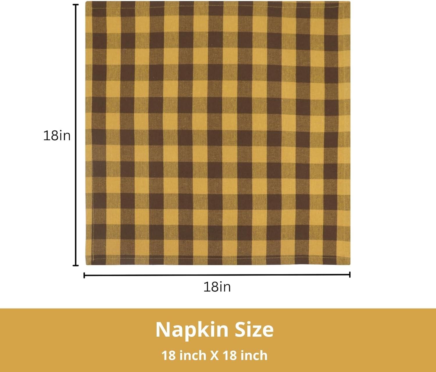 imagePurpleEssences Christmas Tartan Plaid Napkins 12 Pack 100 Cotton Cloth Napkins Scottish Tartan Xmas Holiday Winter Festive Celebration Soft Durable Washable 18x18 Inch GreenGolden Yellow Nut Brown