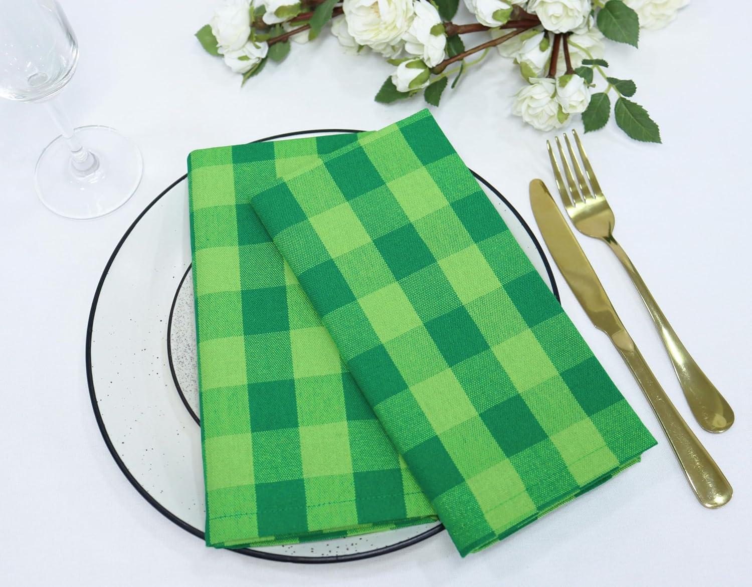 imagePurpleEssences Christmas Tartan Plaid Napkins 12 Pack 100 Cotton Cloth Napkins Scottish Tartan Xmas Holiday Winter Festive Celebration Soft Durable Washable 18x18 Inch GreenSt Patricks Green