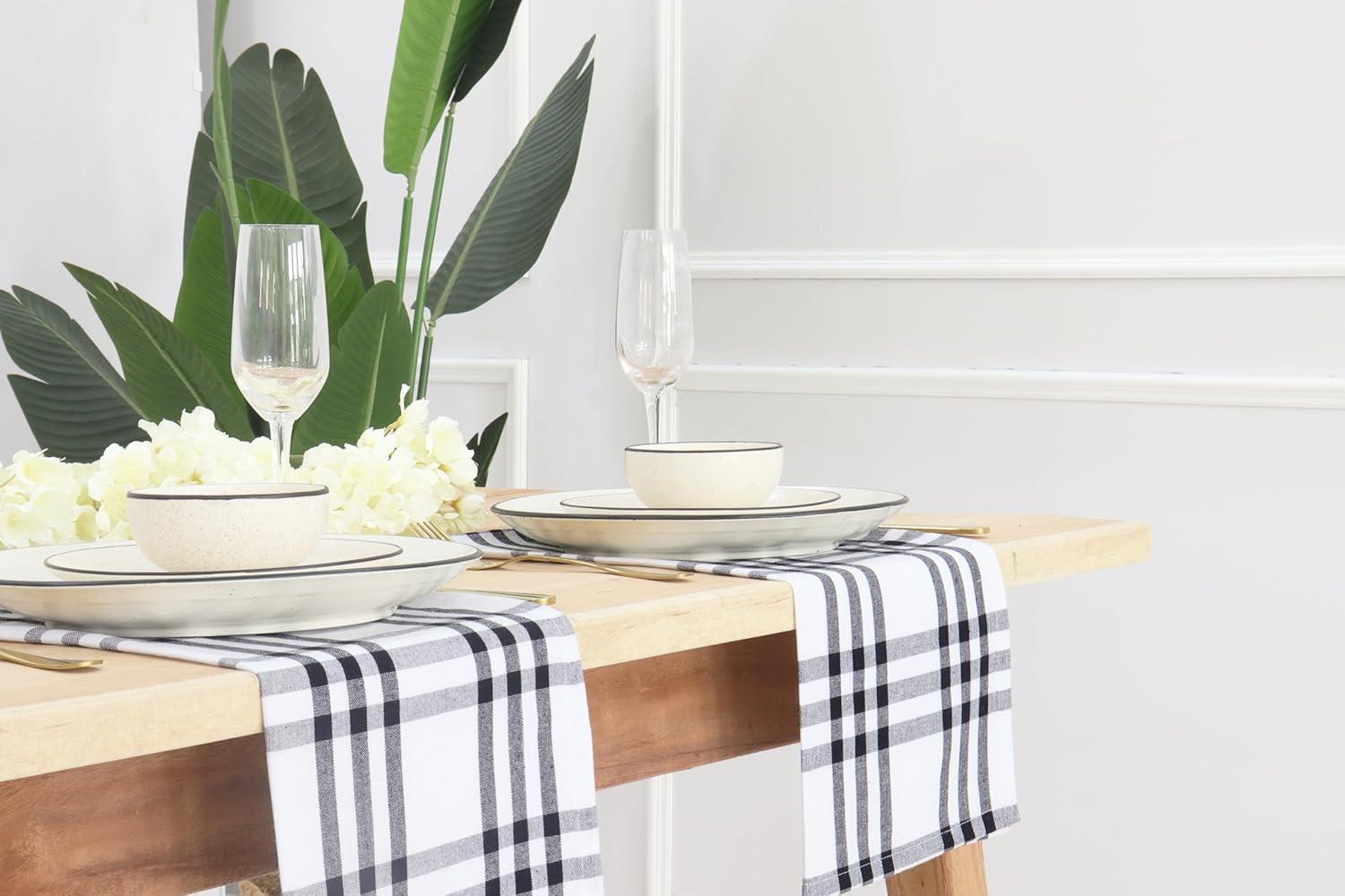 imagePurpleEssences Christmas Tartan Plaid Napkins 12 Pack 100 Cotton Cloth Napkins Scottish Tartan Xmas Holiday Winter Festive Celebration Soft Durable Washable 18x18 Inch GreenHomestead Plaid BlackWhite