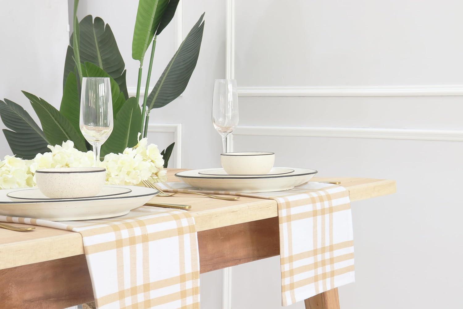 imagePurpleEssences Christmas Tartan Plaid Napkins 12 Pack 100 Cotton Cloth Napkins Scottish Tartan Xmas Holiday Winter Festive Celebration Soft Durable Washable 18x18 Inch GreenHomestead Plaid BeigeWhite