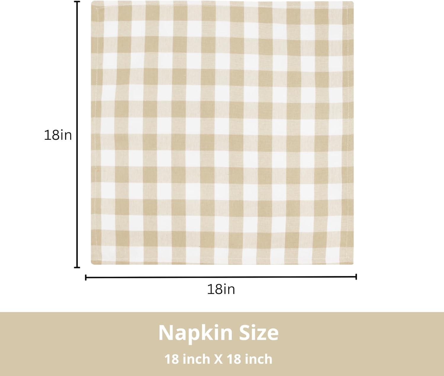 imagePurpleEssences Christmas Tartan Plaid Napkins 12 Pack 100 Cotton Cloth Napkins Scottish Tartan Xmas Holiday Winter Festive Celebration Soft Durable Washable 18x18 Inch GreenBeige White