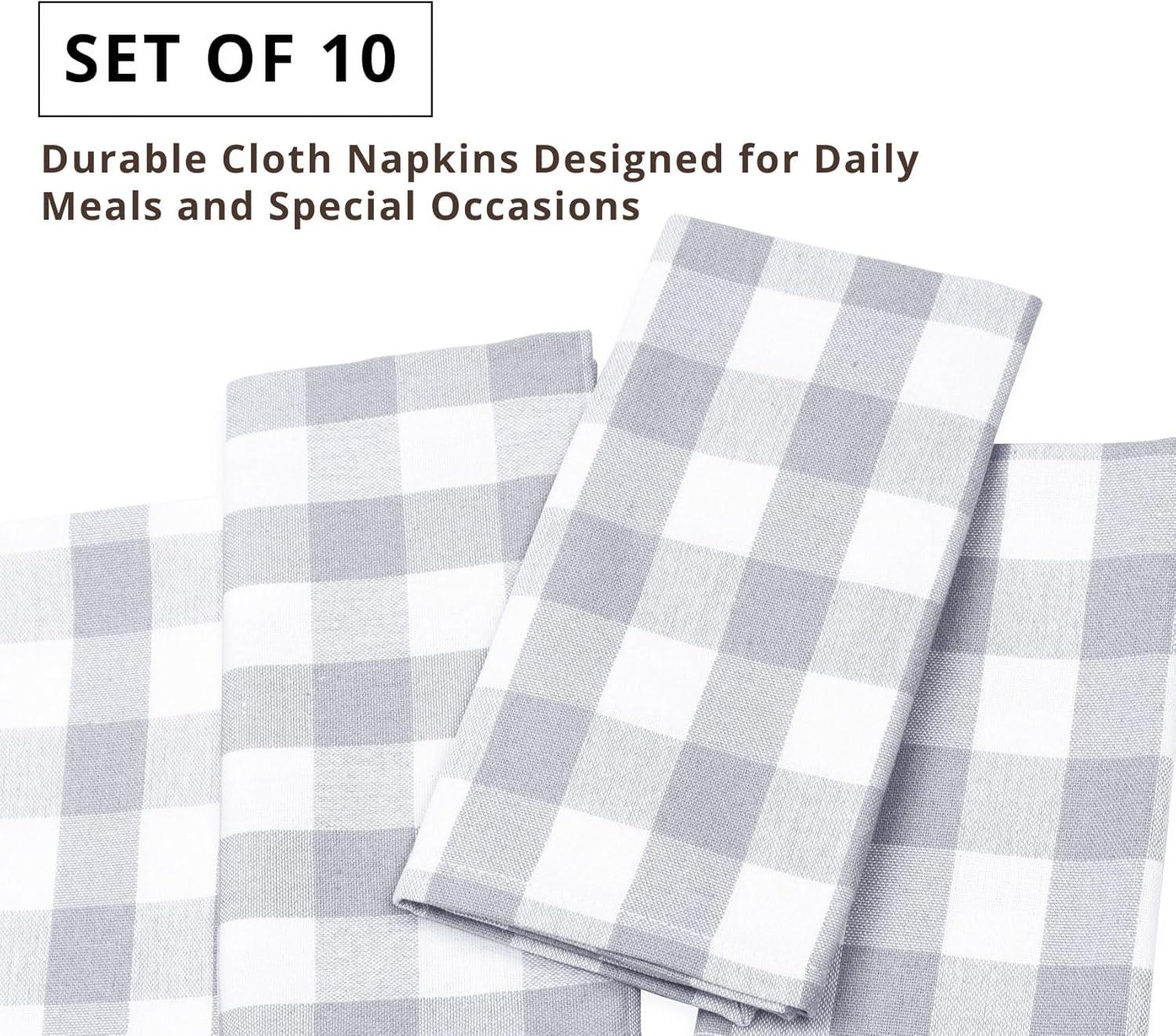 imagePurpleEssences Christmas Tartan Plaid Napkins 12 Pack 100 Cotton Cloth Napkins Scottish Tartan Xmas Holiday Winter Festive Celebration Soft Durable Washable 18x18 Inch GreenGrey White