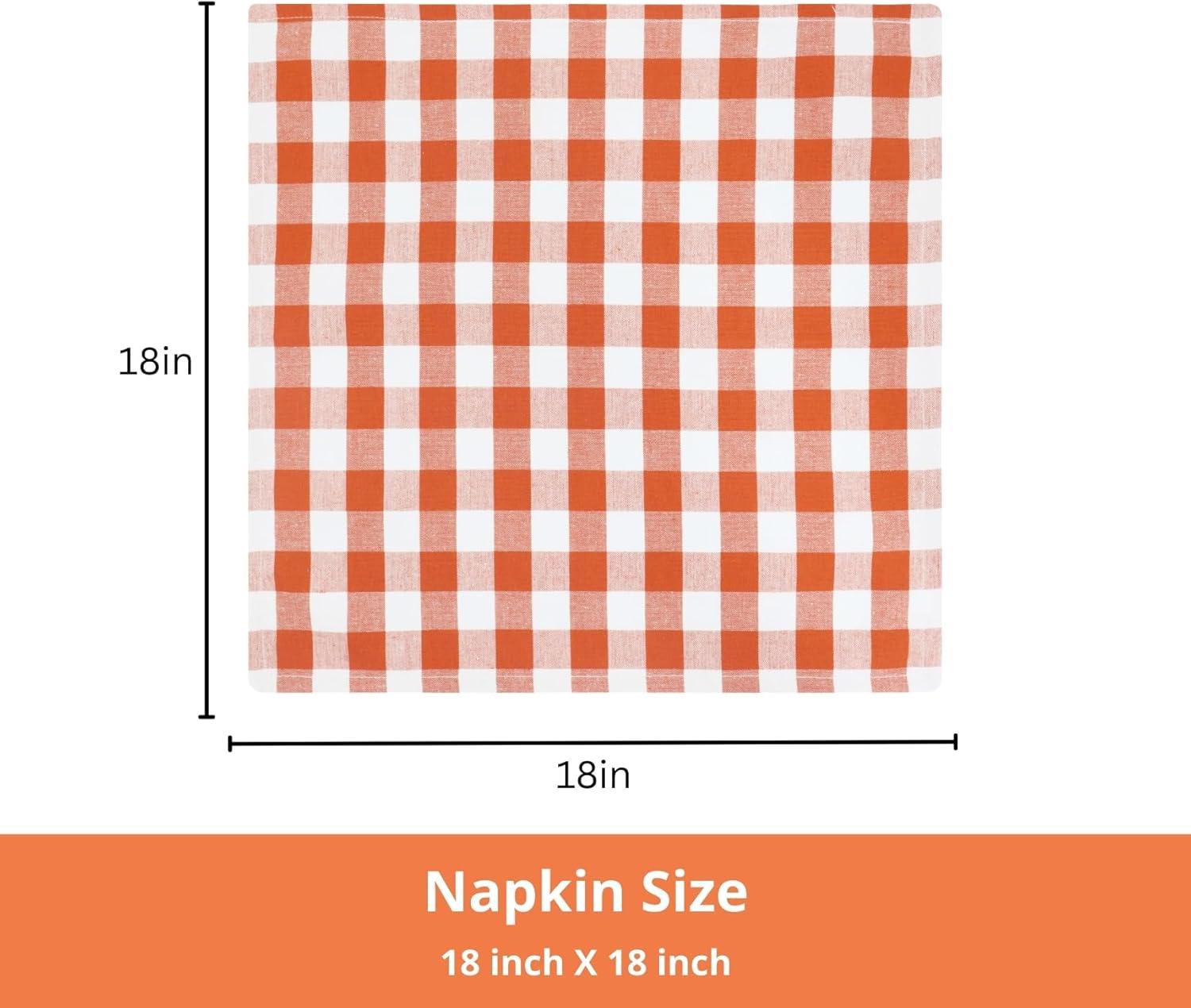 imagePurpleEssences Christmas Tartan Plaid Napkins 12 Pack 100 Cotton Cloth Napkins Scottish Tartan Xmas Holiday Winter Festive Celebration Soft Durable Washable 18x18 Inch GreenOrange White