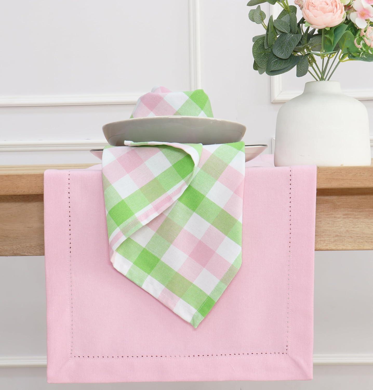 imagePurpleEssences Christmas Tartan Plaid Napkins 12 Pack 100 Cotton Cloth Napkins Scottish Tartan Xmas Holiday Winter Festive Celebration Soft Durable Washable 18x18 Inch GreenApple Green Blush Pink