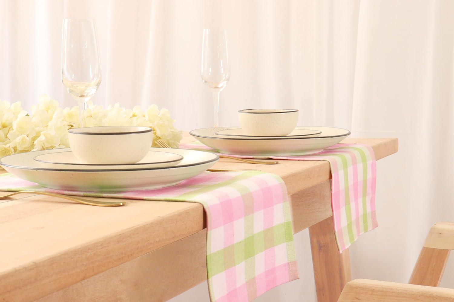 imagePurpleEssences Christmas Tartan Plaid Napkins 12 Pack 100 Cotton Cloth Napkins Scottish Tartan Xmas Holiday Winter Festive Celebration Soft Durable Washable 18x18 Inch GreenApple Green Blush Pink