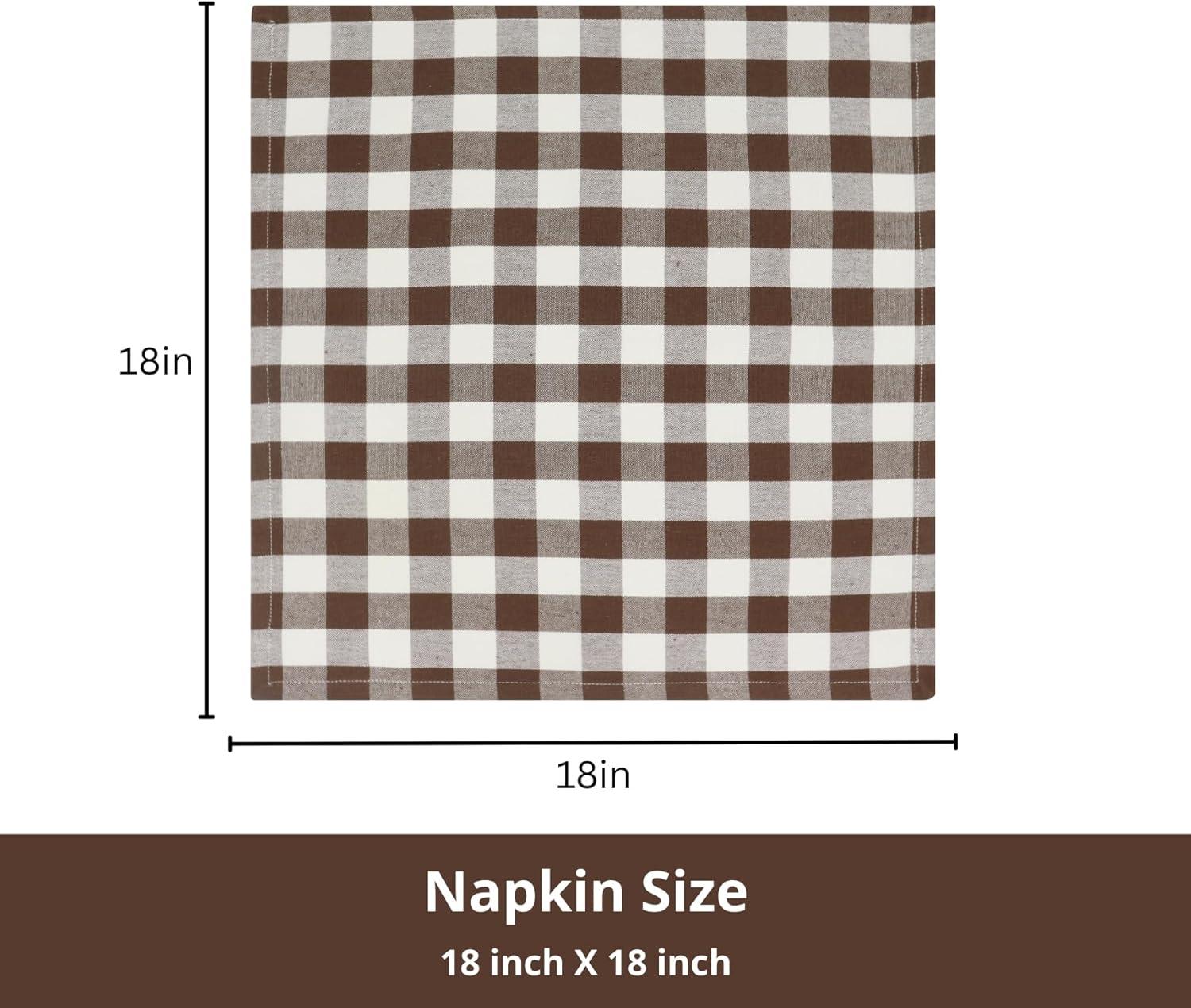 imagePurpleEssences Christmas Tartan Plaid Napkins 12 Pack 100 Cotton Cloth Napkins Scottish Tartan Xmas Holiday Winter Festive Celebration Soft Durable Washable 18x18 Inch GreenBrown White