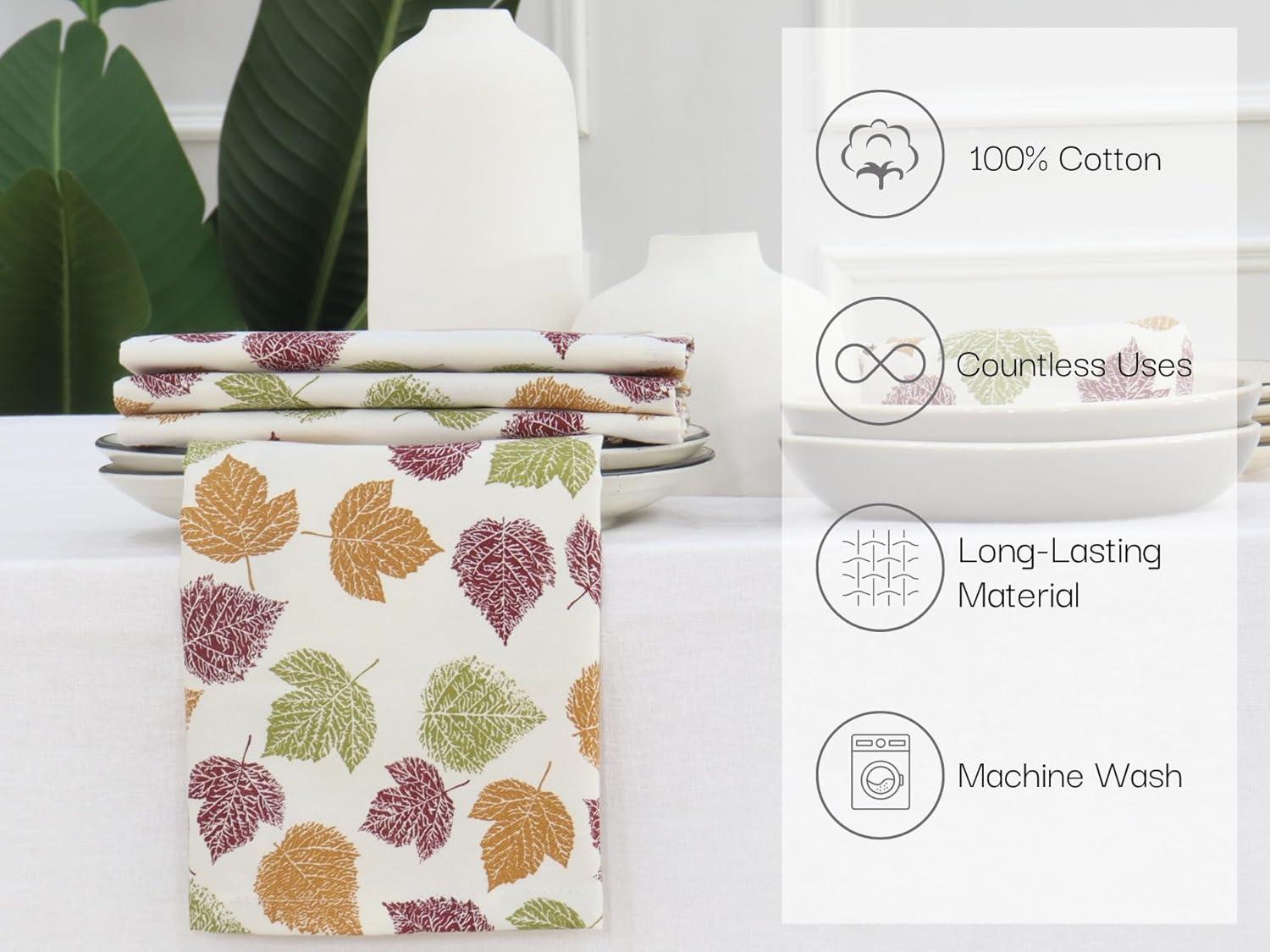 imagePurpleEssences Fall Harvest Decor Thanksgiving 100 Cotton Napkin 18x18 Inch Set of 6 Table Placemat 13x19 Inch Set of 4 Vibrant Fall Leaves