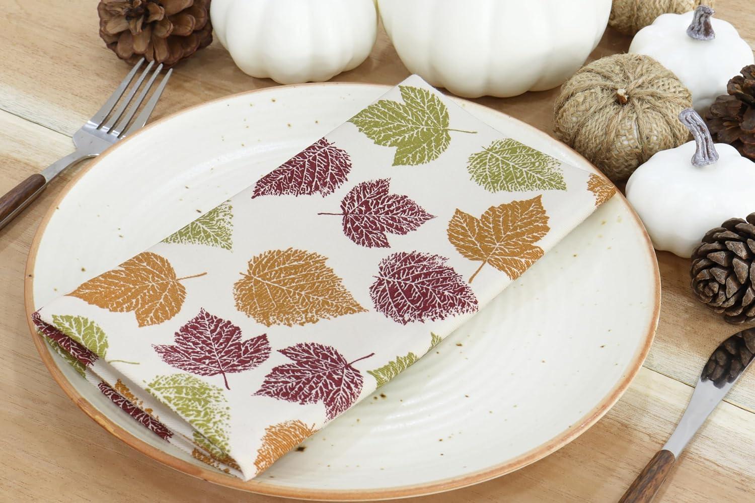 imagePurpleEssences Fall Harvest Decor Thanksgiving 100 Cotton Napkin 18x18 Inch Set of 6 Table Placemat 13x19 Inch Set of 4 Vibrant Fall Leaves