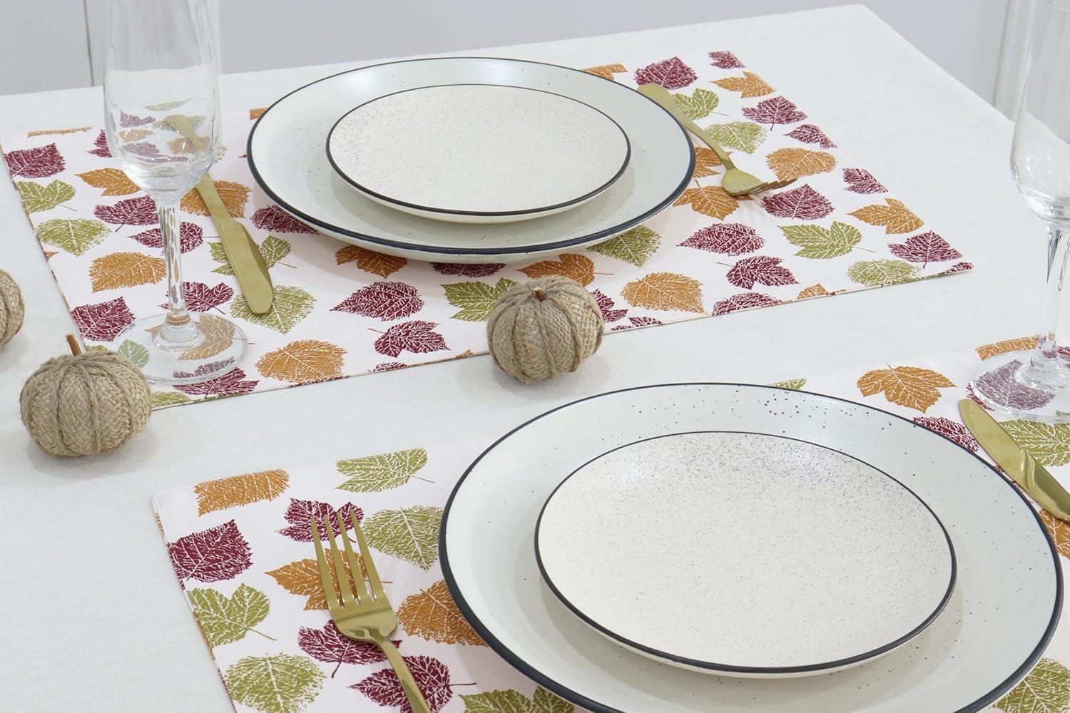 imagePurpleEssences Fall Harvest Decor Thanksgiving 100 Cotton Napkin 18x18 Inch Set of 6 Table Placemat 13x19 Inch Set of 4 Vibrant Fall Leaves