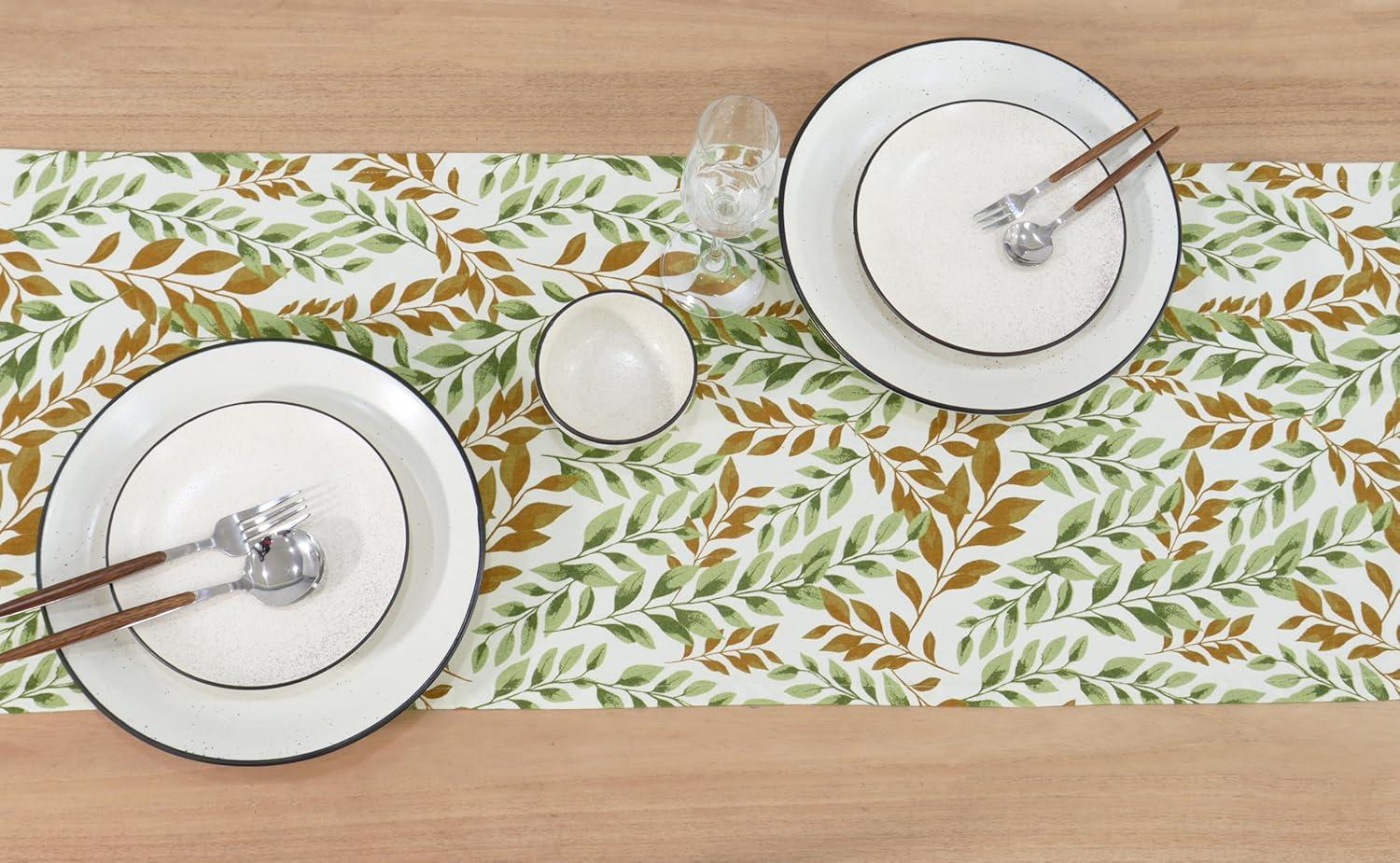 imagePurpleEssences Maple Leaves Fall Harvest Decor Thanksgiving 100 Cotton Napkin 18x18 Inch Set of 6 Table Runner 14x72 Inch Pack of 1 Sage n Autumn