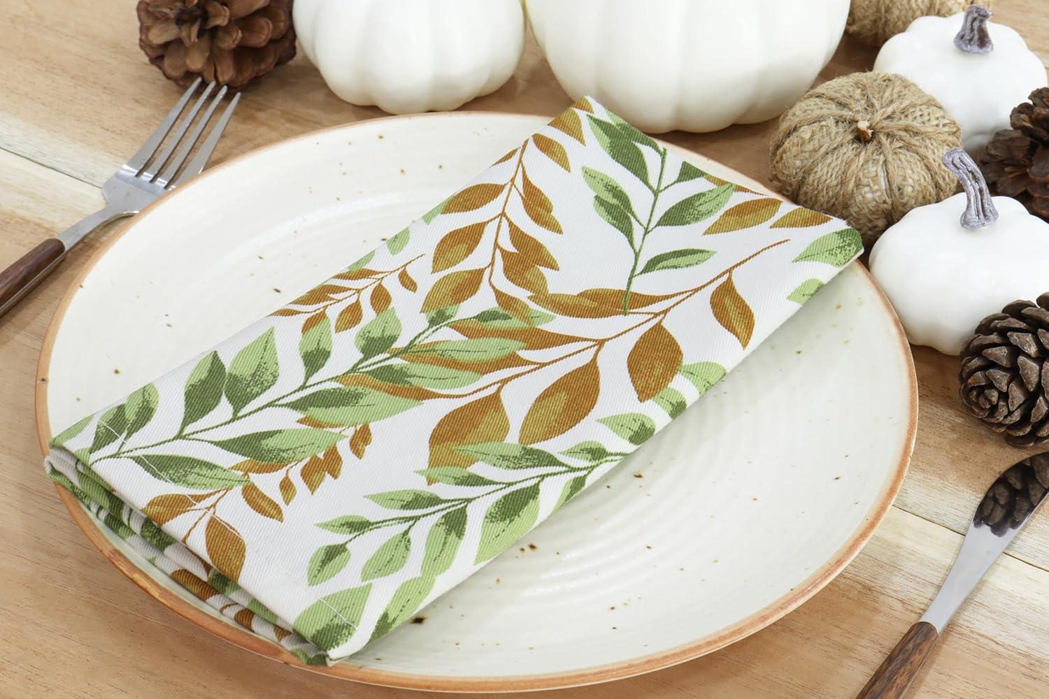 imagePurpleEssences Maple Leaves Fall Harvest Decor Thanksgiving 100 Cotton Napkin 18x18 Inch Set of 6 Table Runner 14x72 Inch Pack of 1 Sage n Autumn