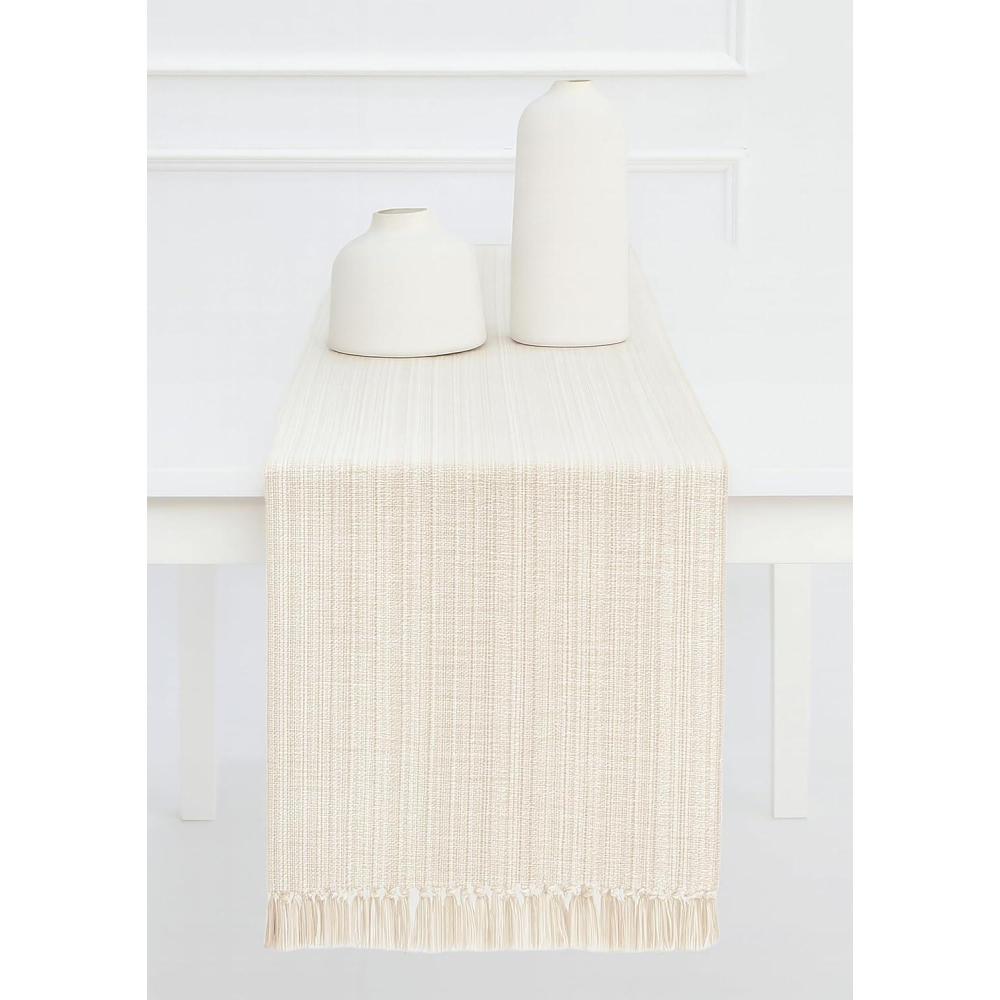 imagePurpleEssences Chambray Table Runner 100 Cotton 13x72 Inch with Fringes Farmhouse Fall Thanksgiving Dcor Reusable Machine Washable for Dining Table  Forest Green and HWhiteRoyal Linen and Hwhite