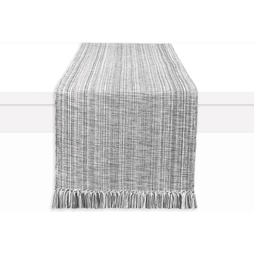 imagePurpleEssences Chambray Table Runner 100 Cotton 13x72 Inch with Fringes Farmhouse Fall Thanksgiving Dcor Reusable Machine Washable for Dining Table  Forest Green and HWhiteMineral Gray and Hwhite