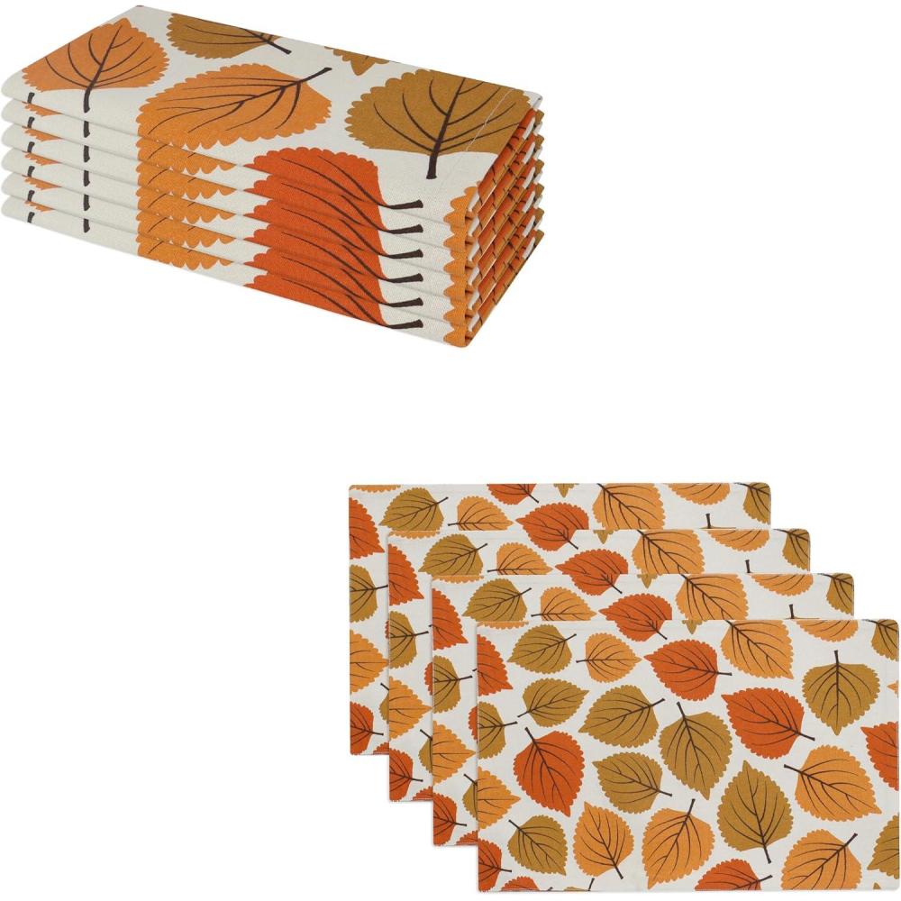 imagePurpleEssences Fall Harvest Decor Thanksgiving 100 Cotton Napkin 18x18 Inch Set of 6 Table Placemat 13x19 Inch Set of 4 Amber