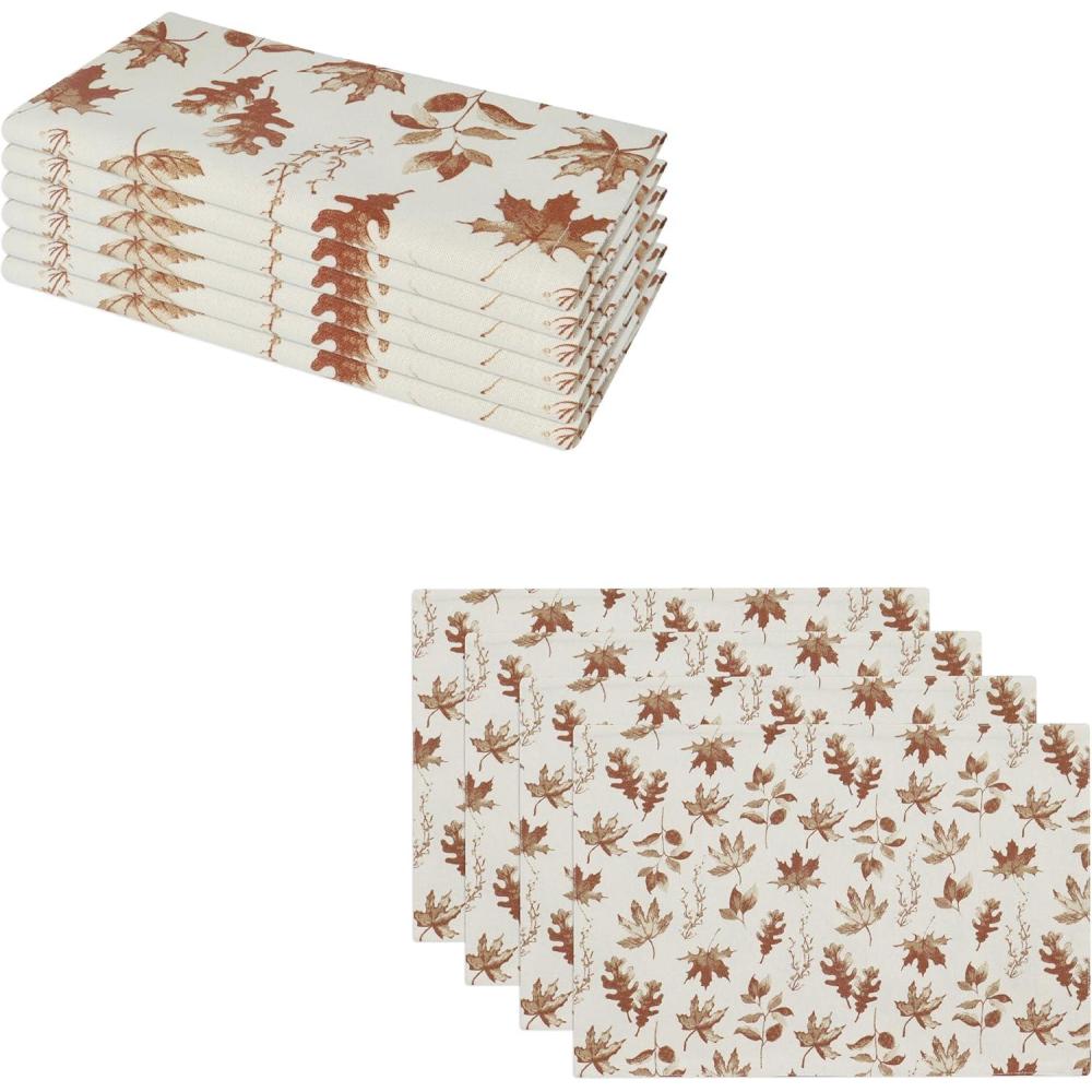 imagePurpleEssences Fall Harvest Decor Thanksgiving 100 Cotton Napkin 18x18 Inch Set of 6 Table Placemat 13x19 Inch Set of 4  Aurelia