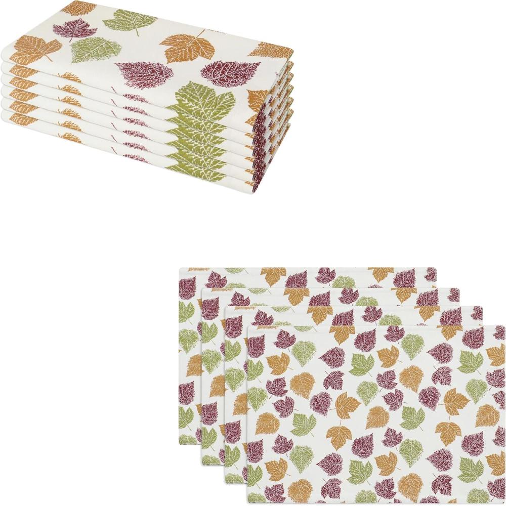 imagePurpleEssences Fall Harvest Decor Thanksgiving 100 Cotton Napkin 18x18 Inch Set of 6 Table Placemat 13x19 Inch Set of 4  Vibrant Fall Leaves