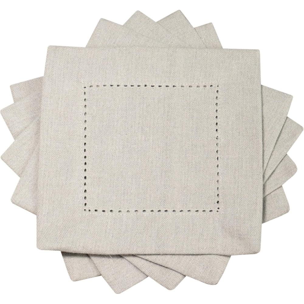 imagePurpleEssences Hemstitch Cocktail Napkins  12 Pack  6x6 inch  100 Cotton  Used As Mini Napkins Reusable Napkin Linen Coaster and Napkin Coasters  Christmas Holiday Winter  Royal LinenRoyal Linen