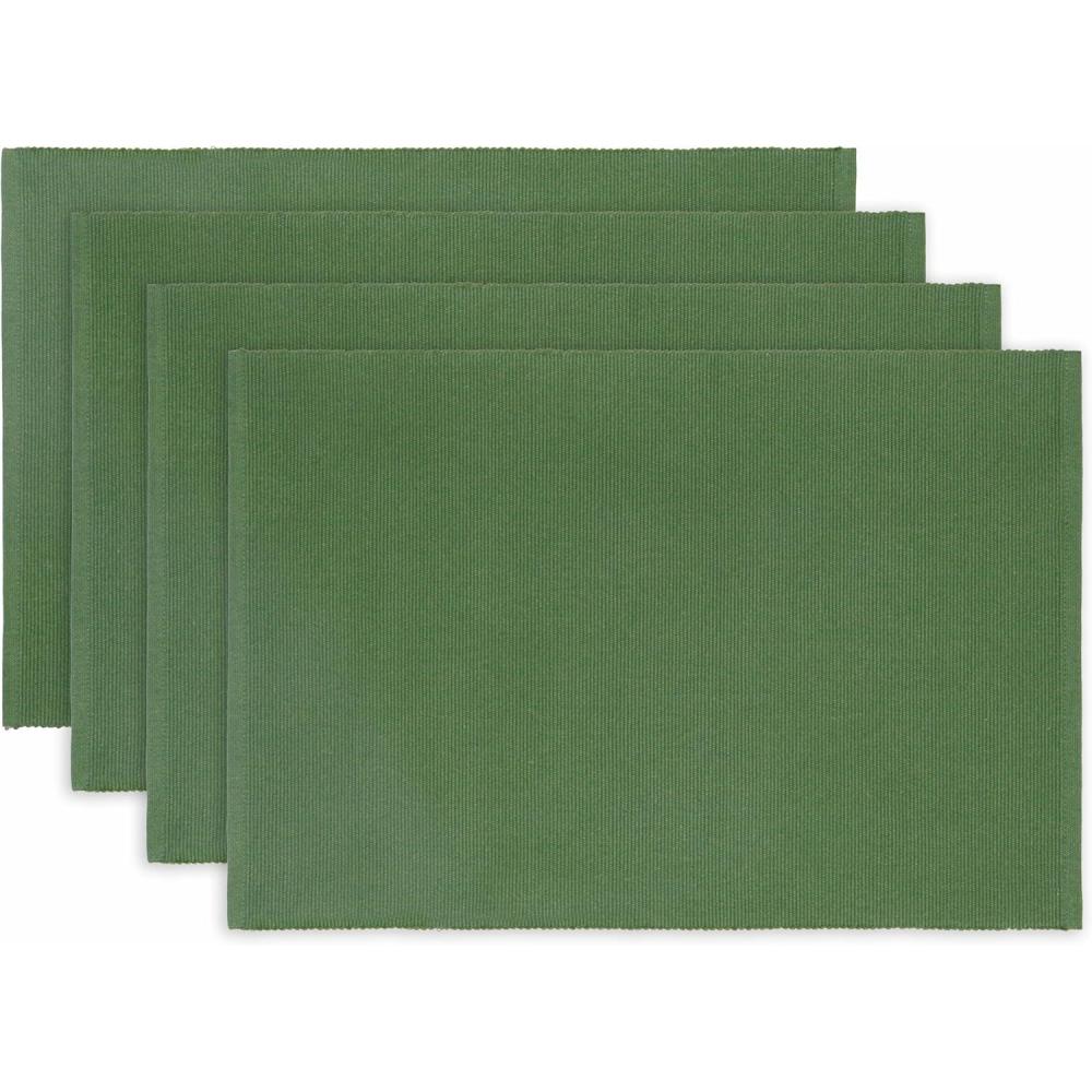 imagePurpleEssences Solid Ribbed Placemats 100 Cotton Place mats Set of 4 13x19 Inch Thick Durable Table Mats for Dining Kitchen or Farmhouse Tabletop Dcor Christmas Holiday Winter  Forest GreenSage Green