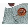 PurpleEssences Chambray Placemats with Fringes – 100% Cotton, Set of 4, 13×19 Inch, Thick Durable Table Mats for Dining, Kitchen, or Casual Farmhouse Tabletop Décor – Forest Green and H.White(Forest Green and H.white)