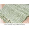 PurpleEssences Chambray Table Runner 100% Cotton, 13×72 Inch with Fringes Farmhouse Fall Thanksgiving Décor, Reusable, Machine Washable for Dining Table – Forest Green and H.White(Sage Green and H.white)