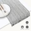 PurpleEssences Chambray Table Runner 100% Cotton, 13×72 Inch with Fringes Farmhouse Fall Thanksgiving Décor, Reusable, Machine Washable for Dining Table – Forest Green and H.White(Mineral Gray and H.white)