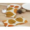 PurpleEssences Maple Leaves Fall Harvest Decor Thanksgiving 100% Cotton Napkin (18×18 Inch Set of 6), Table Runner (14×90 Inch Pack of 1) – Amber