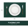 PurpleEssences Solid Ribbed Placemats 100% Cotton Place mats Set of 4, 13×19 Inch, Thick Durable Table Mats for Dining, Kitchen, or Farmhouse Tabletop Décor Christmas Holiday Winter – Forest Green(Forest Green)