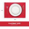 PurpleEssences Solid Ribbed Placemats 100% Cotton Place mats Set of 4, 13×19 Inch, Thick Durable Table Mats for Dining, Kitchen, or Farmhouse Tabletop Décor Christmas Holiday Winter – Forest Green(Red)