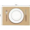 PurpleEssences Solid Ribbed Placemats 100% Cotton Place mats Set of 4, 13×19 Inch, Thick Durable Table Mats for Dining, Kitchen, or Farmhouse Tabletop Décor Christmas Holiday Winter – Forest Green(Beige)