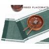 PurpleEssences Stripe Ribbed Placemats with Fringes 100% Cotton, Set of 4, 13×19 Inch, Thick Durable Table Mats for Dining, Kitchen, or Casual Farmhouse Tabletop Décor – Red and H.White(Forest Green and H.white)