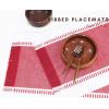 PurpleEssences Stripe Ribbed Placemats with Fringes 100% Cotton, Set of 4, 13×19 Inch, Thick Durable Table Mats for Dining, Kitchen, or Casual Farmhouse Tabletop Décor – Red and H.White(Red and H.white)