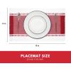 PurpleEssences Stripe Ribbed Placemats with Fringes 100% Cotton, Set of 4, 13×19 Inch, Thick Durable Table Mats for Dining, Kitchen, or Casual Farmhouse Tabletop Décor – Red and H.White(Red and H.white)
