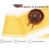 PurpleEssences Stripe Ribbed Placemats with Fringes 100% Cotton, Set of 4, 13×19 Inch, Thick Durable Table Mats for Dining, Kitchen, or Casual Farmhouse Tabletop Décor – Red and H.White(Golden Yellow and H.white)