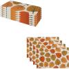 PurpleEssences Fall Harvest Decor Thanksgiving 100% Cotton Napkin (18×18 Inch Set of 6), Table Placemat (13×19 Inch Set of 4) – Amber