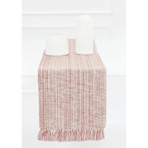 PurpleEssences Chambray Table Runner 100% Cotton, 13×72 Inch with Fringes Farmhouse Fall Thanksgiving Décor, Reusable, Machine Washable for Dining Table – Forest Green and H.White(Rust and H.white)