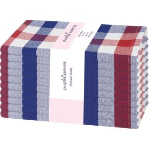 PurpleEssences Christmas Tartan Plaid Napkins -12 Pack 100% Cotton Cloth Napkins Scottish Tartan – Xmas Holiday Winter Festive Celebration Soft Durable Washable – 18×18 Inch – Green(4th of July Red White Blue)