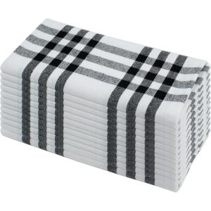 PurpleEssences Christmas Tartan Plaid Napkins -12 Pack 100% Cotton Cloth Napkins Scottish Tartan – Xmas Holiday Winter Festive Celebration Soft Durable Washable – 18×18 Inch – Green(Homestead Plaid Black/White)