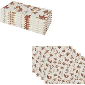 PurpleEssences Fall Harvest Decor Thanksgiving 100% Cotton Napkin (18×18 Inch Set of 6), Table Placemat (13×19 Inch Set of 4) – Aurelia