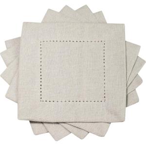 PurpleEssences Hemstitch Cocktail Napkins – 12 Pack – 6×6 inch – 100% Cotton – Used As Mini Napkins, Reusable Napkin, Linen Coaster and Napkin Coasters – Christmas Holiday Winter – Royal Linen(Royal Linen)