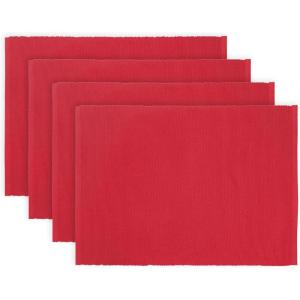 PurpleEssences Solid Ribbed Placemats 100% Cotton Place mats Set of 4, 13×19 Inch, Thick Durable Table Mats for Dining, Kitchen, or Farmhouse Tabletop Décor Christmas Holiday Winter – Forest Green(Red)
