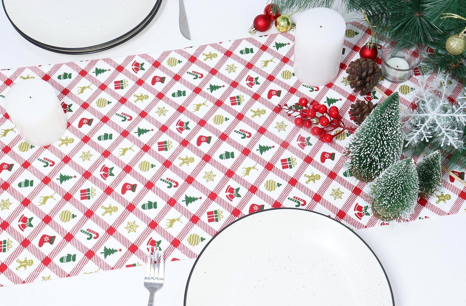 imagePurpleEssences Christmas Cloth Napkins Set of 6 18x18 Inch ampamp Table Runner 14 x 90 inch Pack of 1100 Cotton Christmas Carnival Red Gold