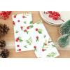 PurpleEssences Christmas Cloth Napkins Set of 6 18×18 Inch & Tablecloth 60×104 inch Pack of 1-100% Cotton – Mistletoe – White Red Green