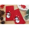 PurpleEssences Christmas Embroidered Hemstitch Napkin Set of 6 & Solid Napkins Set of 12-18×18 Inch – 100% Cotton – Snowman/Red