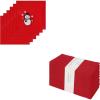 PurpleEssences Christmas Embroidered Hemstitch Napkin Set of 6 & Hemstitch Napkins Set of 12-18×18 Inch – 100% Cotton – Snowman/Red