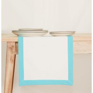 PurpleEssences Table Runner White – 72 inches Long Hemstitch Runner 14 x 72 Inch – 100% Cotton – Durable Washable Fabric for Fall Thanksgiving – Solid Edges – Light Blue(14 x 72 Inch)