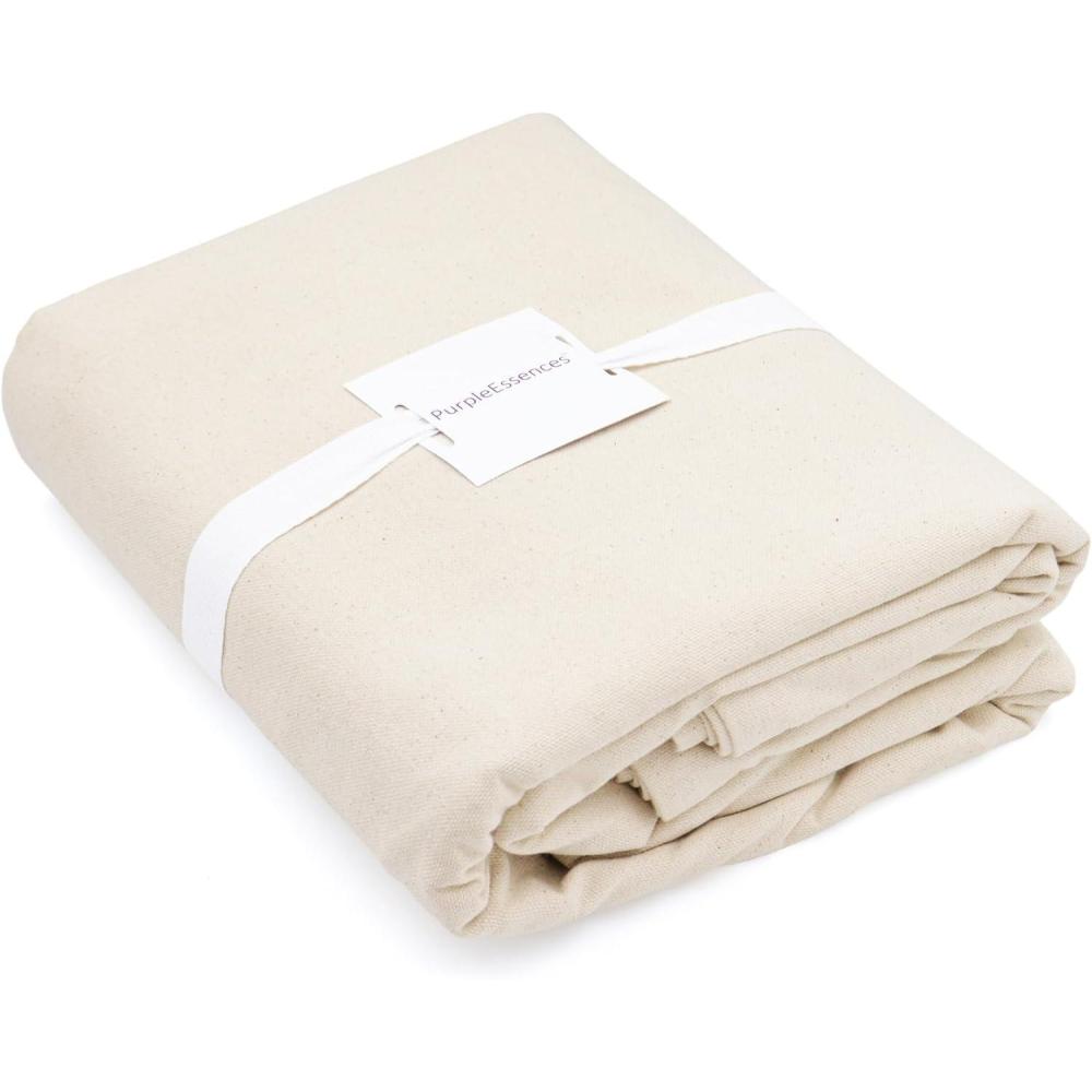 imagePurpleEssences Cotton Canvas Drop Cloth  Thick Reusable Painters Tarp for Walls Floors ampamp Furniture Protection Heavy Duty ampamp Washable  Natural  4 ft x 12 ft4 ft x 15 ft