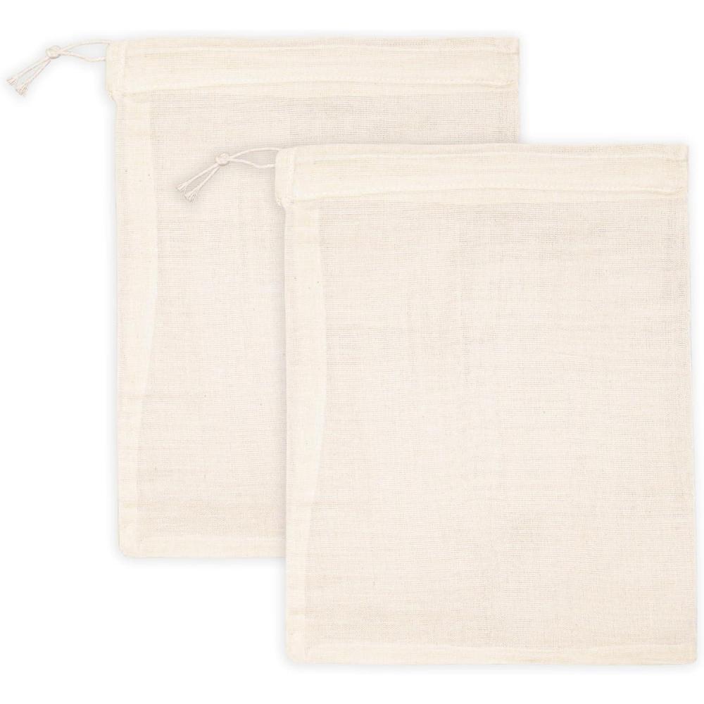 imagePurpleEssences Empty Spice Bags for Cooking Soup  Natural Unbleached Cotton Muslin Drawstring Cheesecloth Bags for Tea Herbs Bone Broth Cold Brew ampamp Straining  Natural 2 4 x 6 Inch10 x 12 Inch