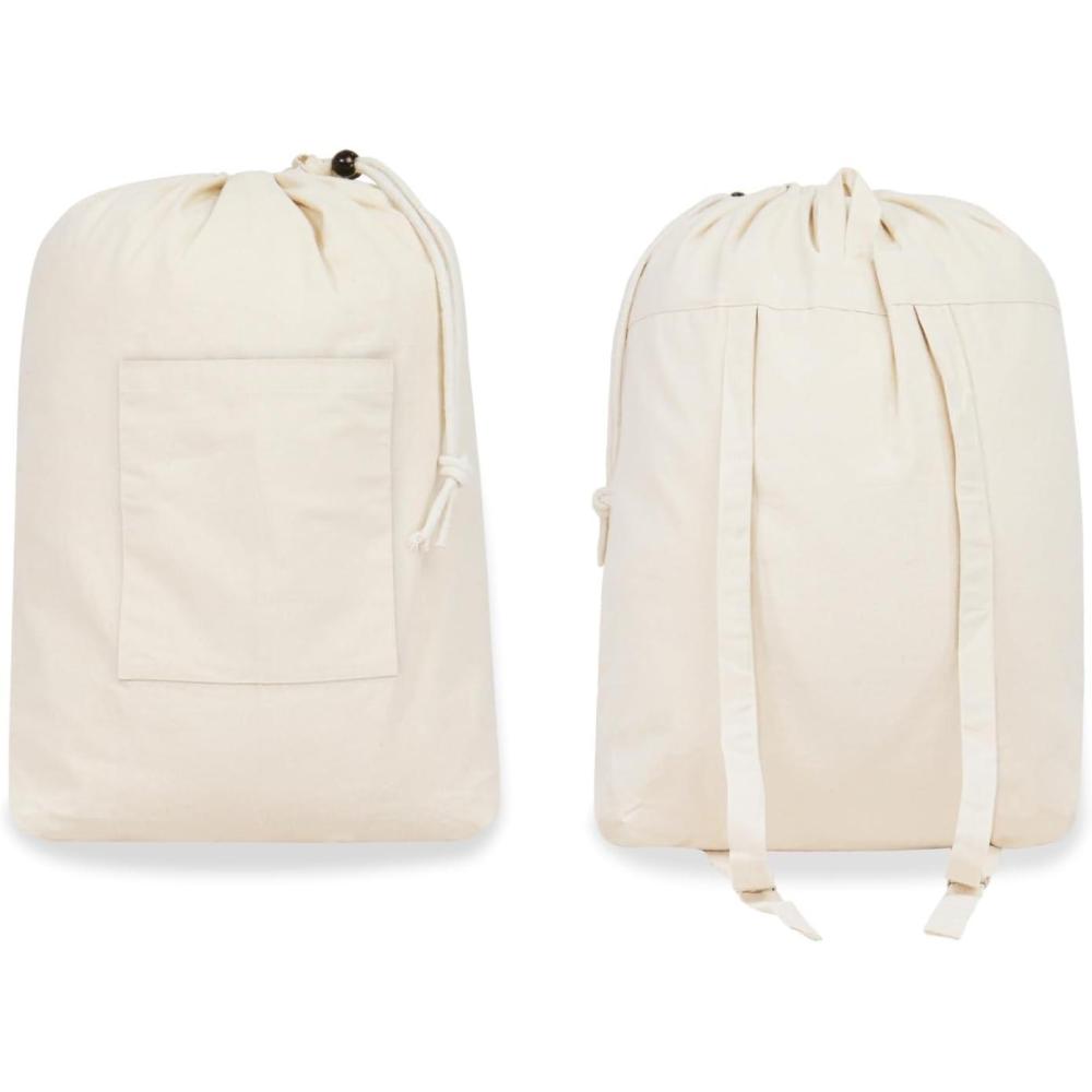 imagePurpleEssences Laundry Bag Durable Clothes Drawstring Bag Machine Washable Travel Laundry Organizer for Dorm College Hamper  Set of 1 15 x 28 Inch Laundry Bag  Natural15 x 28 Inch Laundry Bag